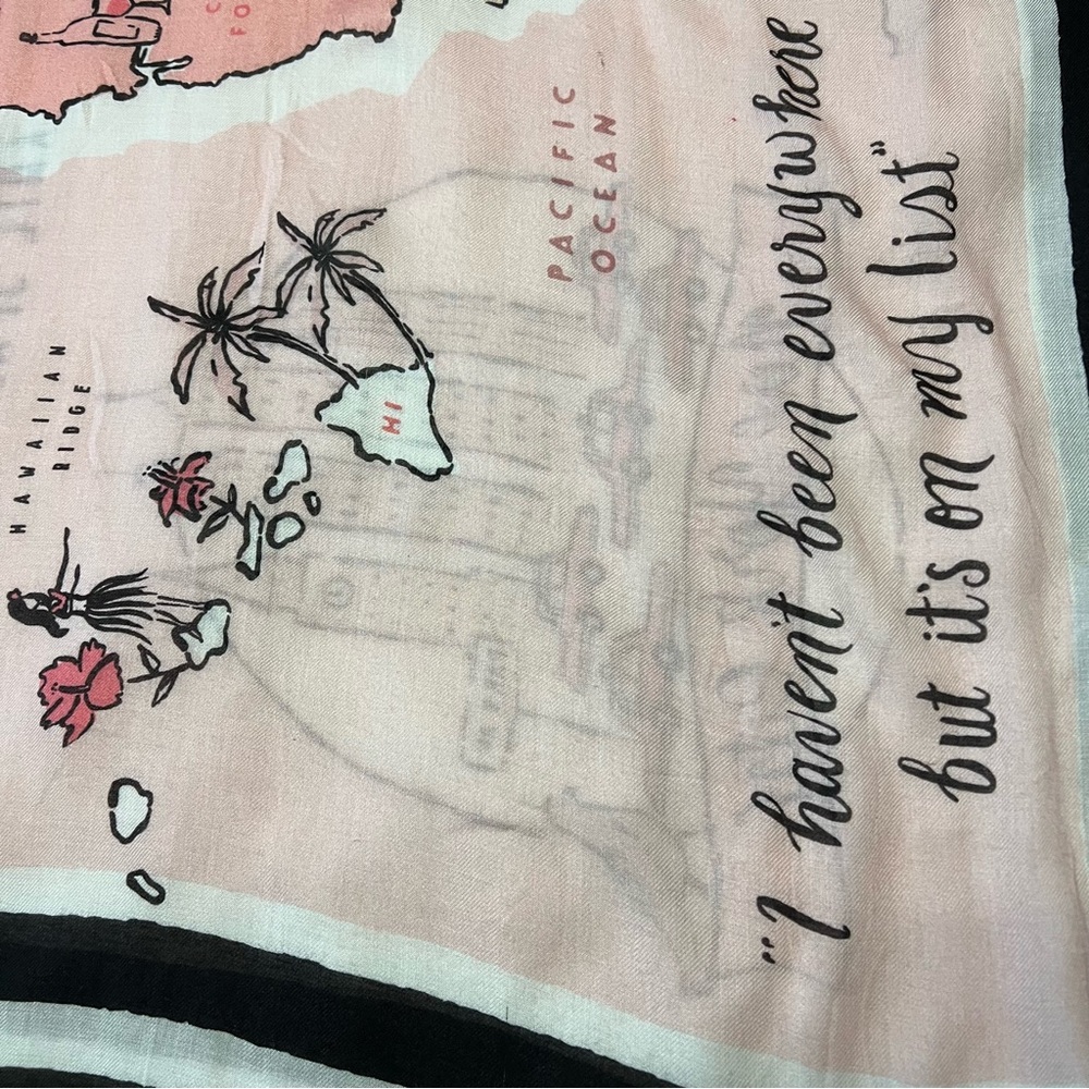 Kate Spade Map Of USA 80X30 inch Rectangle Viscose Scarf New No Tags Wanderlust - Picture 4 of 11